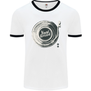 Vinyl Record Music Turntable DJ Mens Ringer T-Shirt White/Black