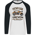 Vintage Classic Motorcycle Motorbike Biker Mens L/S Baseball T-Shirt White/Black