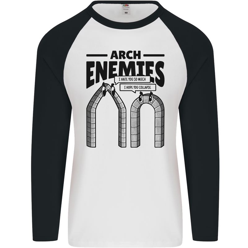 Arch Enemies Funny Architect Builder Mens L/S Baseball T-Shirt White/Black