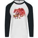 St. George Killing a Dragon Mens L/S Baseball T-Shirt White/Black