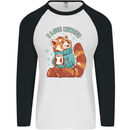 Red Panda Bear I Love Winter Mens L/S Baseball T-Shirt White/Black