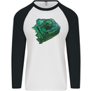 A Polygonal Chameleon Mens L/S Baseball T-Shirt White/Black