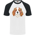 A Colourful King Charles Spaniel Dog Mens S/S Baseball T-Shirt White/Black