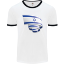 Curled Israel Flag Israeli Day Football Mens Ringer T-Shirt White/Black