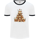 Reindeer Christmas Tree Rudolf Xmas Funny Mens Ringer T-Shirt White/Black