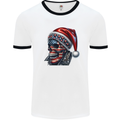 American Christmas Skull Xmas USA Flag Biker Mens Ringer T-Shirt White/Black