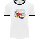 Santa at the Beach Christmas Summer Xmas Holiday Mens Ringer T-Shirt White/Black