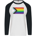 LGBTQ Flag Gay Pride Awareness Day LGBTQ Mens L/S Baseball T-Shirt White/Black