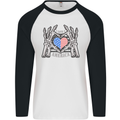 I Love You America 4th of July USA Flag Mens L/S Baseball T-Shirt White/Black