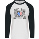I Love You America 4th of July USA Flag Mens L/S Baseball T-Shirt White/Black