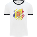 Torn Andorra Flag Andorran Day Football Mens Ringer T-Shirt White/Black