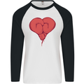 Heart Boxing Gloves Boxer MMA Muay Thai Mens L/S Baseball T-Shirt White/Black