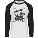 Speedrace Motorcycle Side Car Motorbike Mens L/S Baseball T-Shirt White/Black