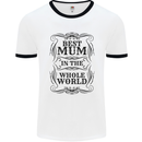 Mothers Day Best Mum in the World Mens Ringer T-Shirt White/Black