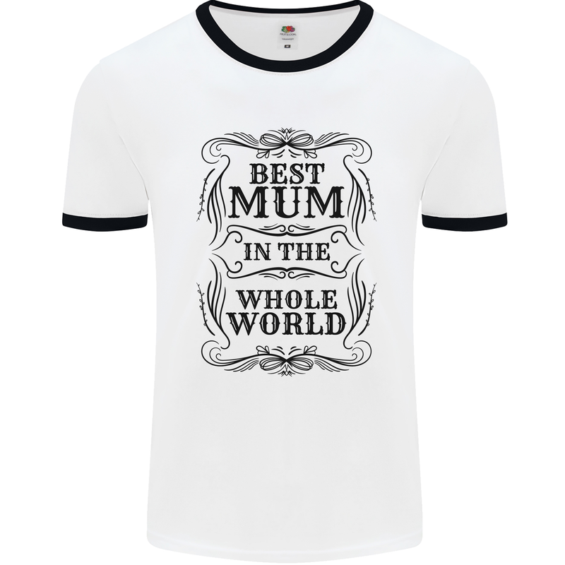 Mothers Day Best Mum in the World Mens Ringer T-Shirt White/Black