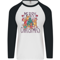 Gingerbread Man Merry Christmas Mens L/S Baseball T-Shirt White/Black