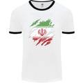 Torn Iran Flag Iranian Day Football Mens Ringer T-Shirt White/Black