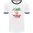 Torn Iran Flag Iranian Day Football Mens Ringer T-Shirt White/Black
