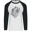 Heart Diagram Mens L/S Baseball T-Shirt White/Black