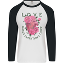Love Makes Everything Grow Valentines Day Mens L/S Baseball T-Shirt White/Black