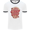 BBQ is My Favourite Funny Steak Grill Braai Mens Ringer T-Shirt White/Black