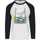 Camera With a Bird Photographer Photography Mens L/S Baseball T-Shirt White/Black