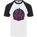 Astronaut Santa & Aliens Christmas Planets Xmas Mens S/S Baseball T-Shirt White/Black