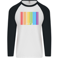 LGBT Barcode Gay Pride Day Awareness Mens L/S Baseball T-Shirt White/Black