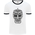 Medieval Skull Helmet Mens Ringer T-Shirt White/Black