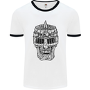 Medieval Skull Helmet Mens Ringer T-Shirt White/Black