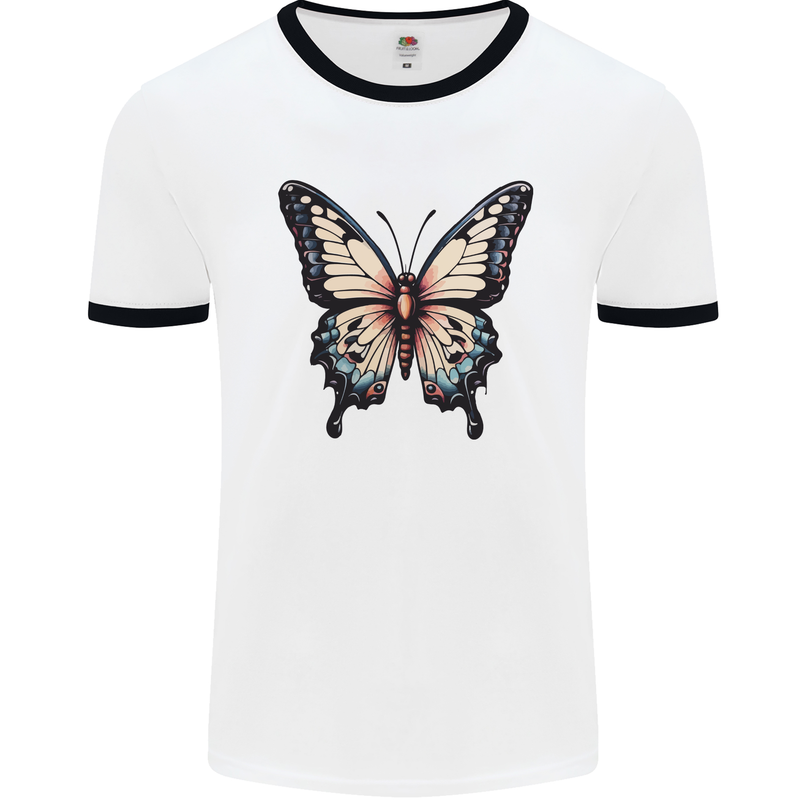 A Stunning Butterfly Mens Ringer T-Shirt White/Black