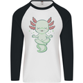 Meditating Axolot Yoga Spiritual Mens L/S Baseball T-Shirt White/Black