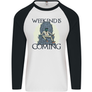 Weekend Funny Beer Cider Wine Alcohol Gin Mens L/S Baseball T-Shirt White/Black