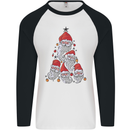 Santa Clause Christmas Tree Mens L/S Baseball T-Shirt White/Black