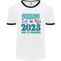 Arriving 2025 New Baby Pregnancy Pregnant Mens Ringer T-Shirt White/Black