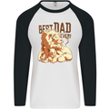 Lion Best Dad Ever Funny Father's Day Mens L/S Baseball T-Shirt White/Black