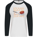 Flip Out Funny BBQ Grill Mens L/S Baseball T-Shirt White/Black