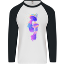 Psychedelic Magic Mushrooms LSD Mens L/S Baseball T-Shirt White/Black