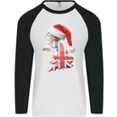 Christmas Great Britain UK Union Jack Flag Xmas Mens L/S Baseball T-Shirt White/Black