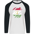 Torn Tajikistan Flag Tajik Day Football Mens L/S Baseball T-Shirt White/Black