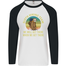 Sloth Hiking Team Funny Trekking Walking Mens L/S Baseball T-Shirt White/Black