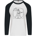 Old Rocker Vitruvian Guitarist Funny Guitar Mens L/S Baseball T-Shirt White/Black