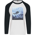 A Deep Sea Scuba Diver Diving Mens L/S Baseball T-Shirt White/Black