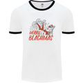 Merry Beachmas Funny Summer Santa Claus Mens Ringer T-Shirt White/Black