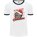 Darts Aim for Christmas Funny Xmas Mens Ringer T-Shirt White/Black