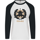 Greek Helmet Gym Training Top Spartan MMA Mens L/S Baseball T-Shirt White/Black