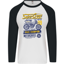Supercross MotoX Dirt Bike Motocross Mens L/S Baseball T-Shirt White/Black