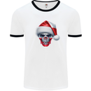 Poland Christmas Skull Xmas Polish Biker Flag Mens Ringer T-Shirt White/Black