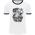 Coffee Raises Me from the Dead Skull Mens Ringer T-Shirt White/Black