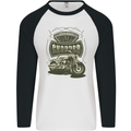 Custom Motorcycles Choppers Biker Motorbike Mens L/S Baseball T-Shirt White/Black